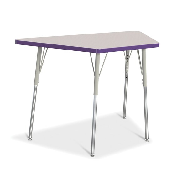 Jonti-Craft Berries Trapezoid Activity Tables, 24 in. x 48 in., A-height, Freckled Gray/Purple/Gray 6438JCA004 - main